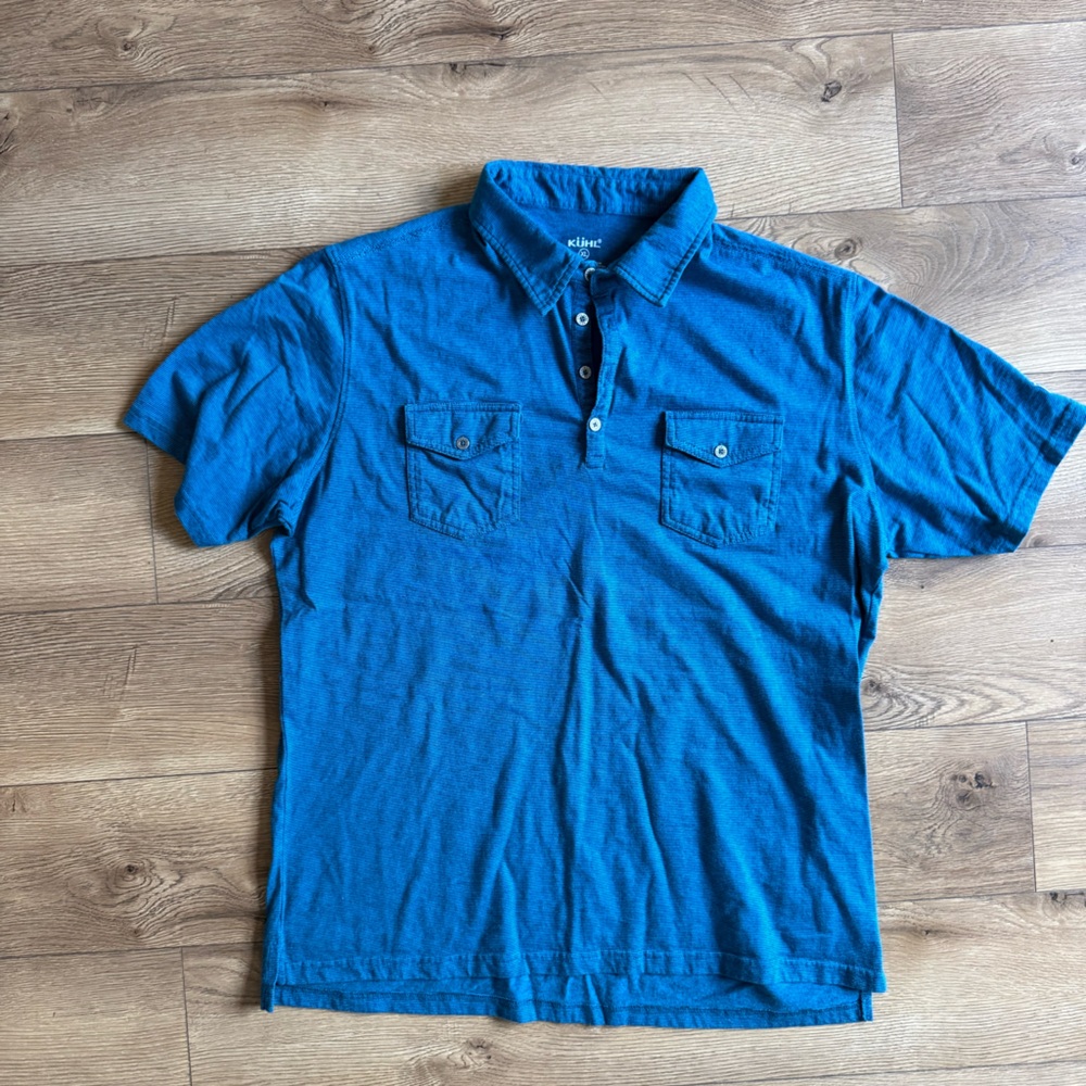Kuhl Men's Short Sleeve Polo in Teal Blue with Chest Pockets
